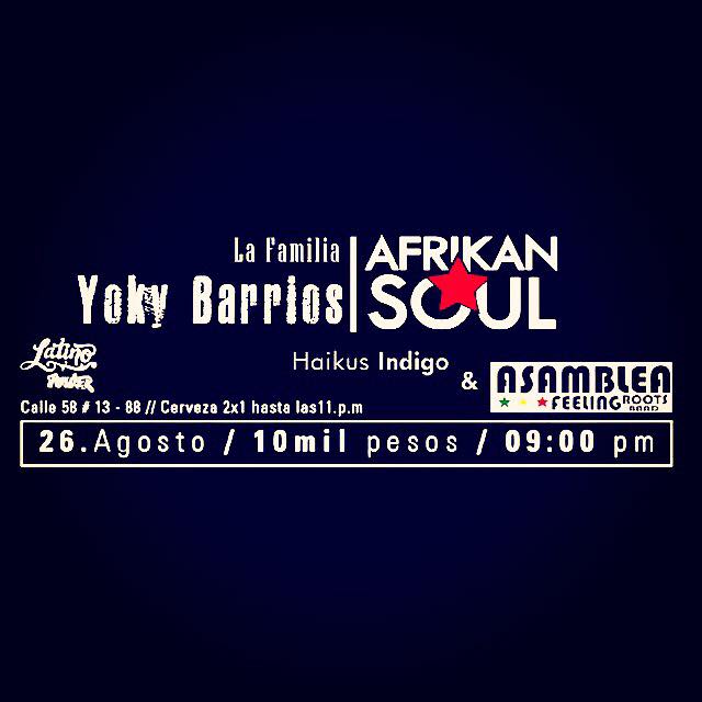 Concierto de Yoky Barrios en Bogotá, Colombia, Viernes, 26 de agosto de 2016